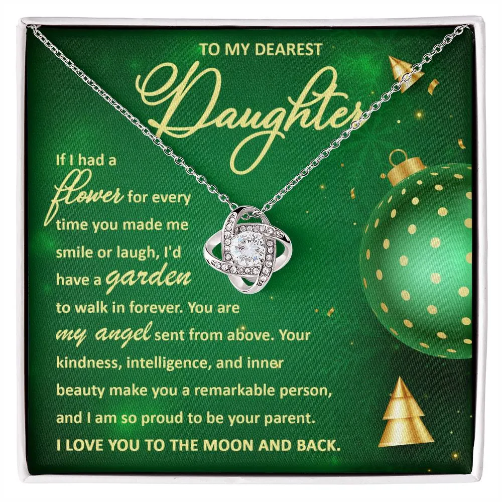 To My Dearest Daughter You Are My Angel Necklace, Christmas Gift Love Knot Necklace
