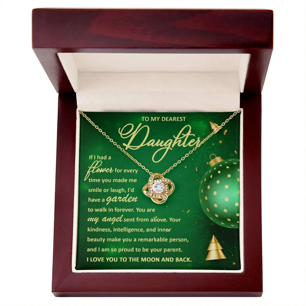 To My Dearest Daughter You Are My Angel Necklace, Christmas Gift Love Knot Necklace