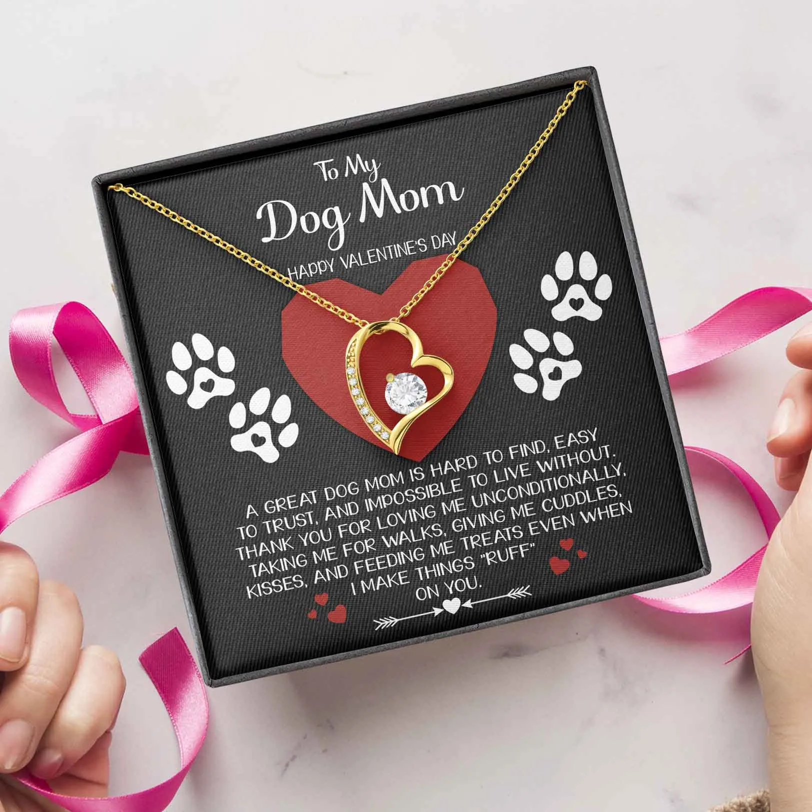 To My Dog Mom Happy Valentines Day | Forever Love Necklace