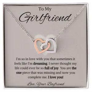 To My Girlfriend from Boyfriend Interlocking Hearts Necklace
