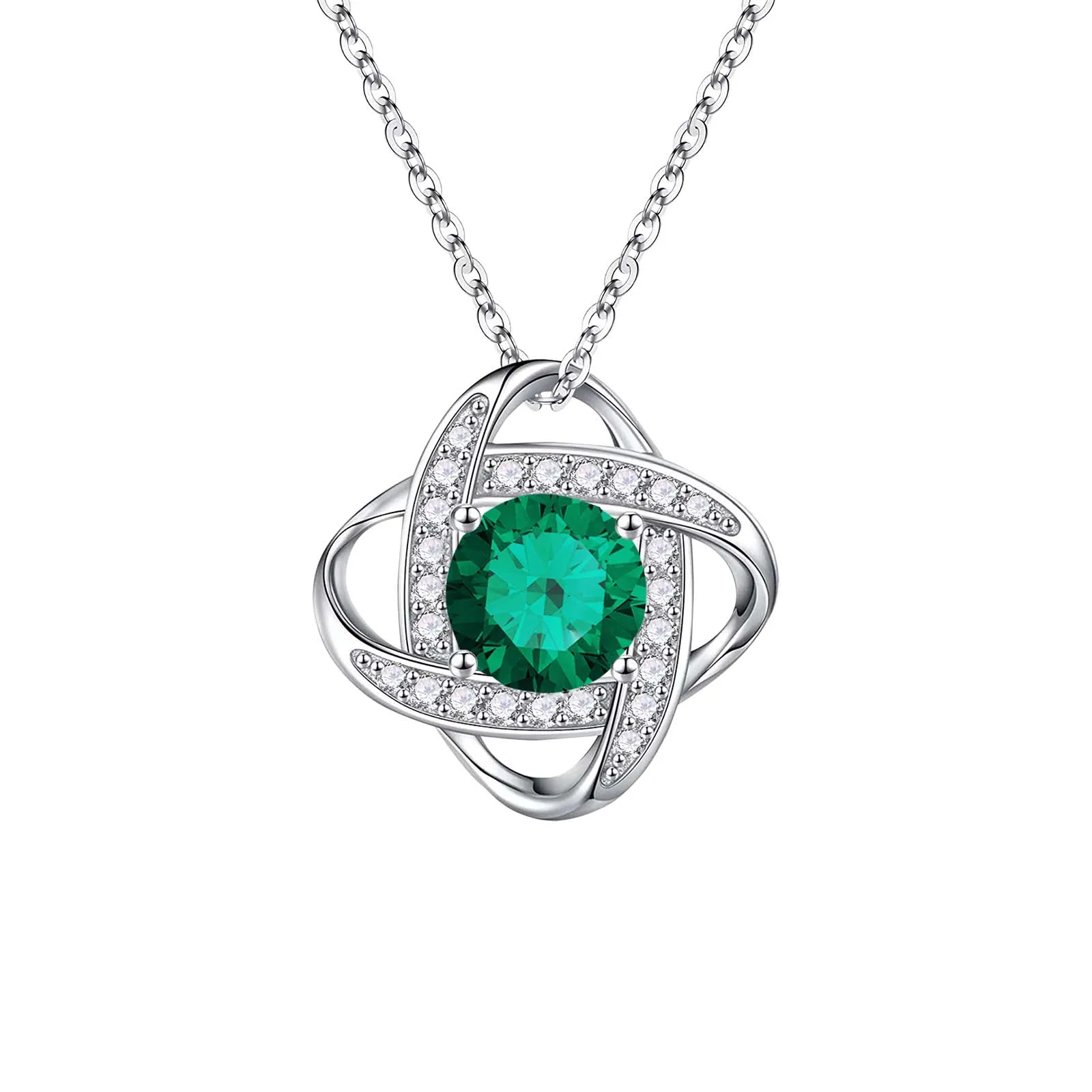 To My Girlfriend - Love Knot Birthstone Necklace