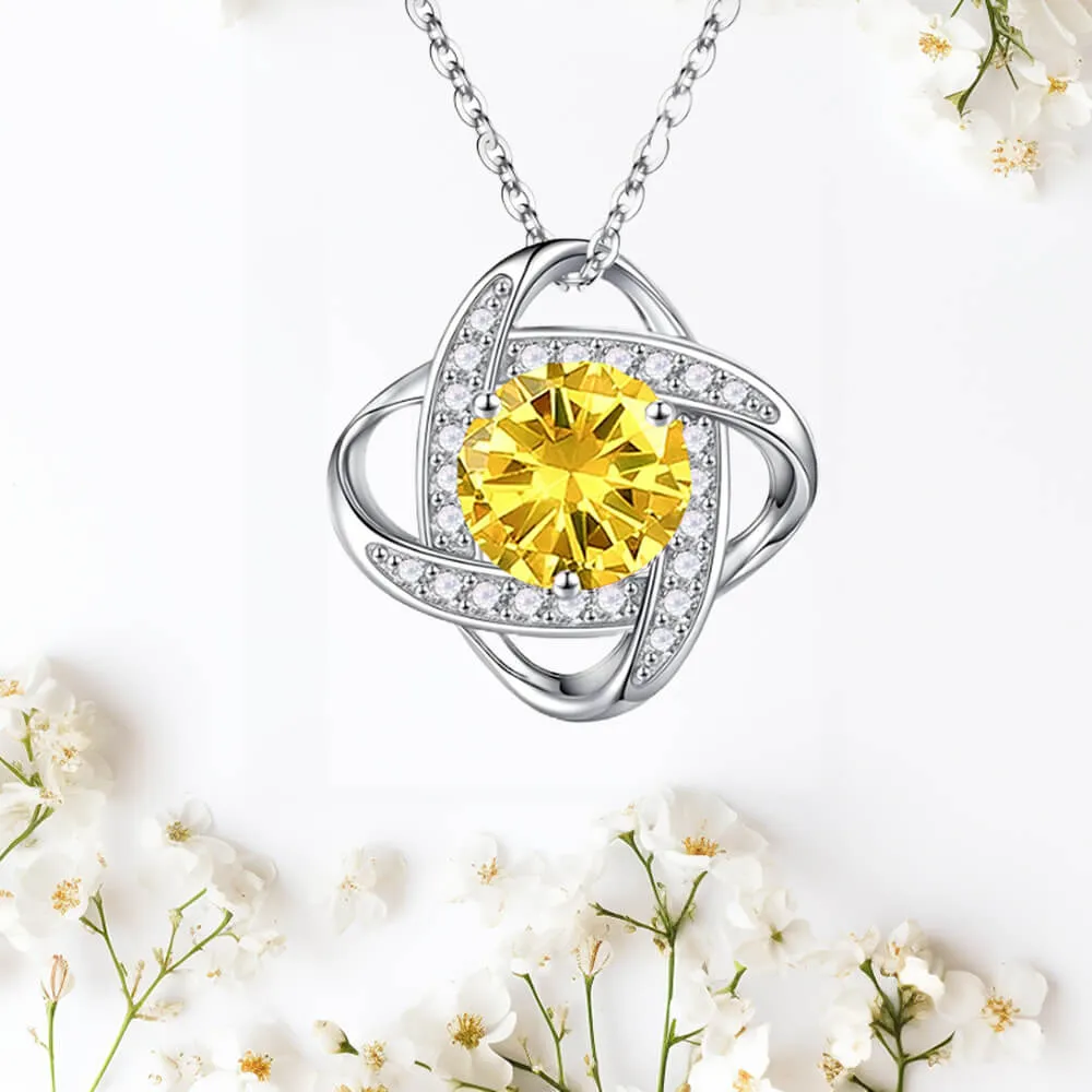 To My Girlfriend - Love Knot Birthstone Necklace
