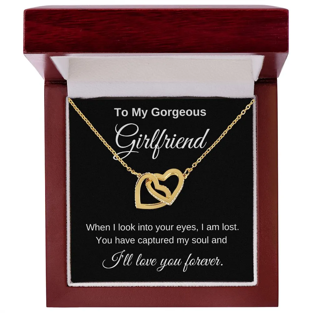 To My Gorgeous Girlfriend Interlocking Hearts Necklace