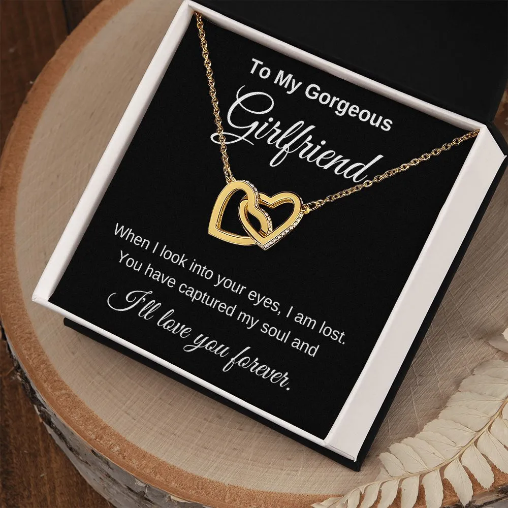To My Gorgeous Girlfriend Interlocking Hearts Necklace