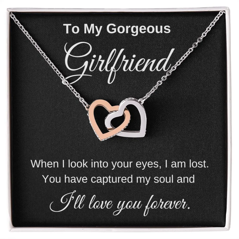 To My Gorgeous Girlfriend Interlocking Hearts Necklace