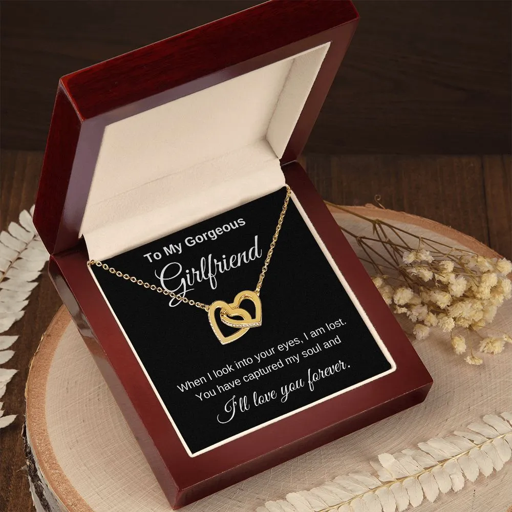 To My Gorgeous Girlfriend Interlocking Hearts Necklace