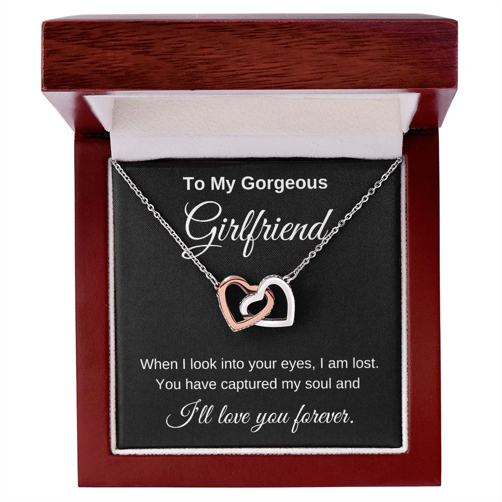 To My Gorgeous Girlfriend Interlocking Hearts Necklace