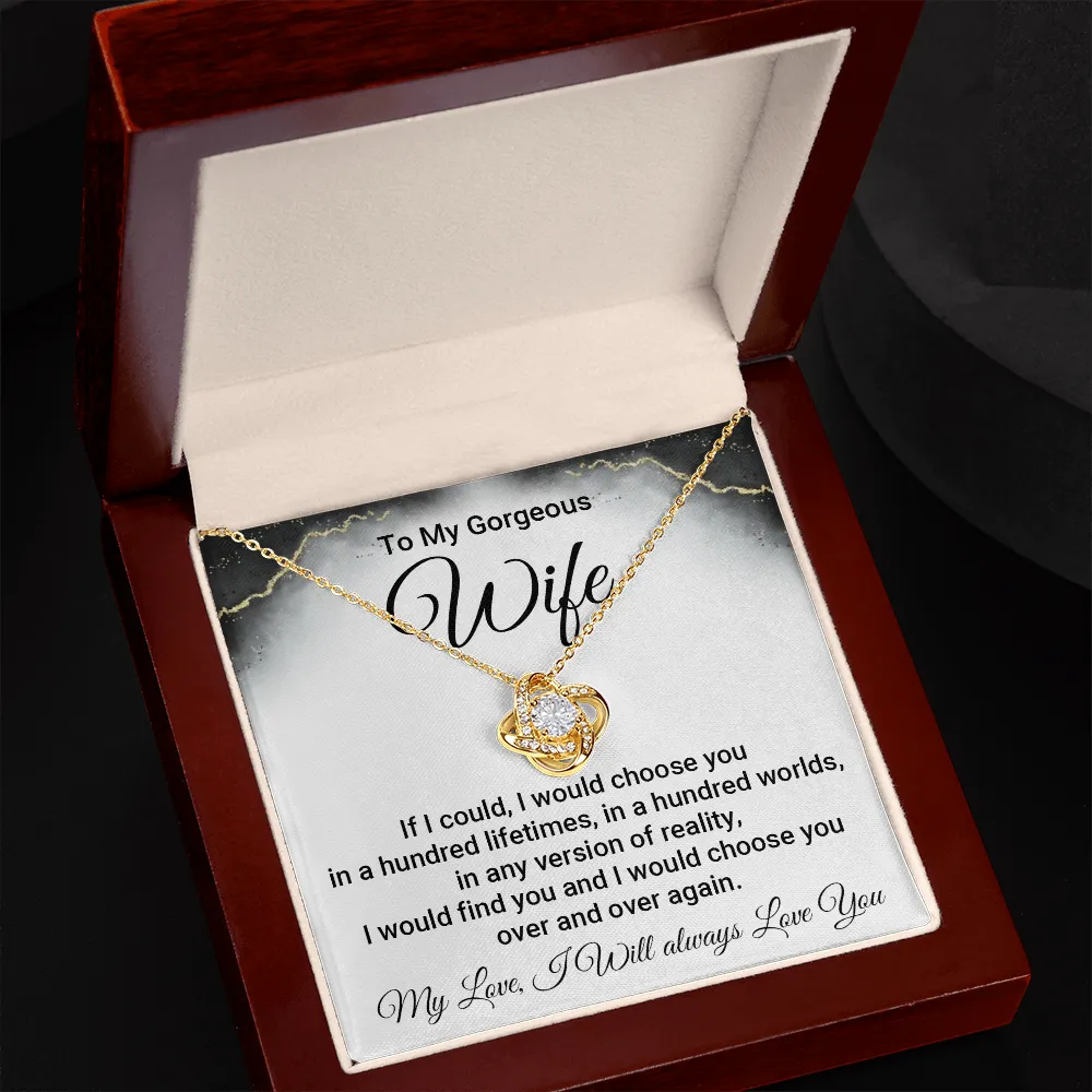 To My Gorgeous Wife Necklace with Loving Message Card