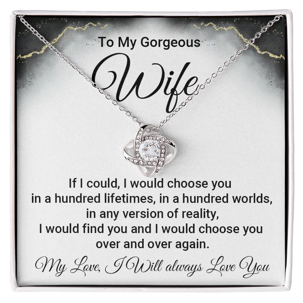 To My Gorgeous Wife Necklace with Loving Message Card
