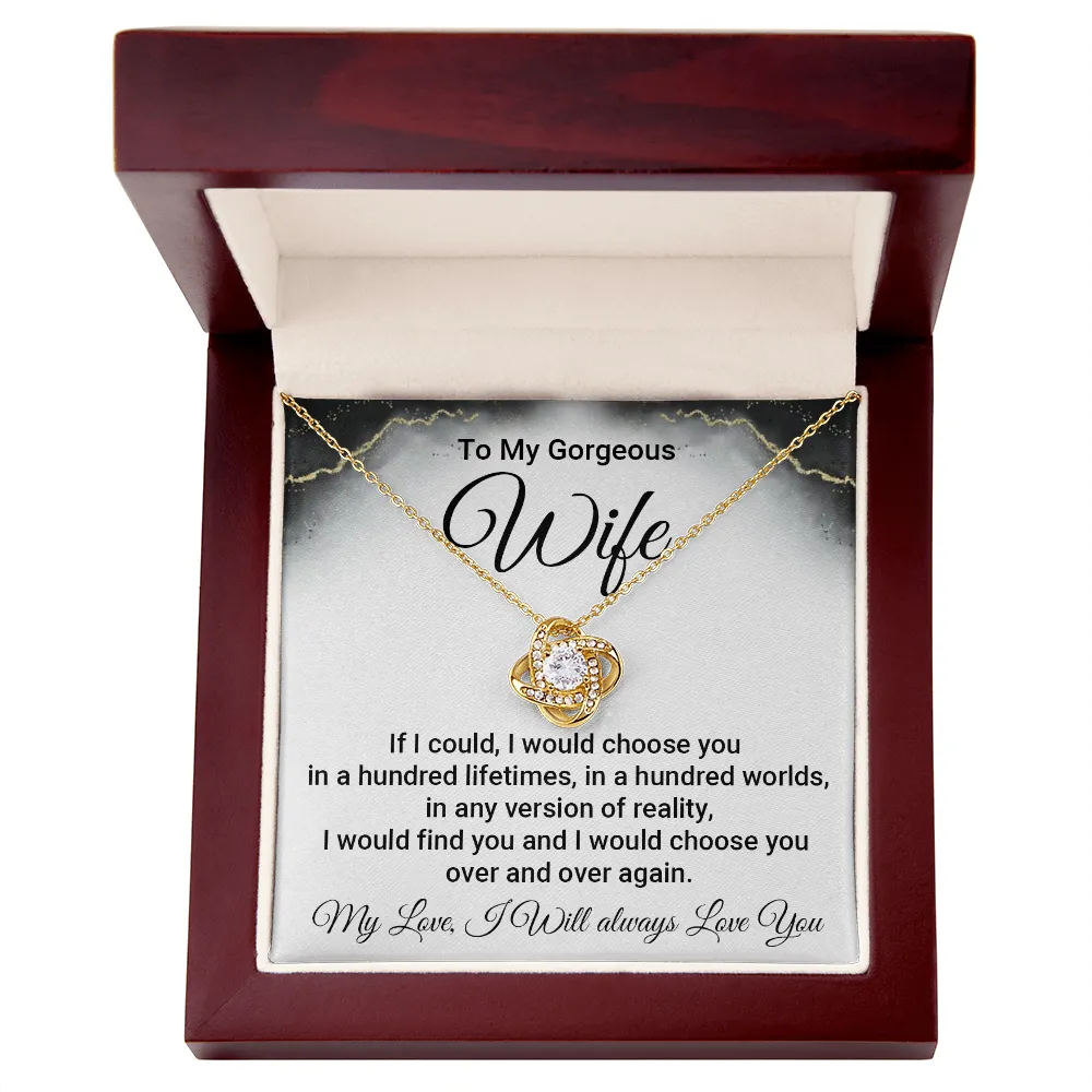 To My Gorgeous Wife Necklace with Loving Message Card