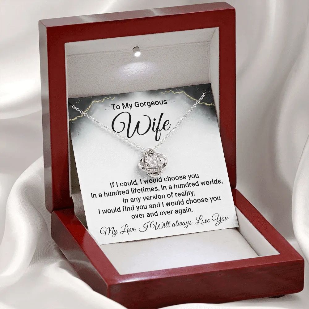 To My Gorgeous Wife Necklace with Loving Message Card