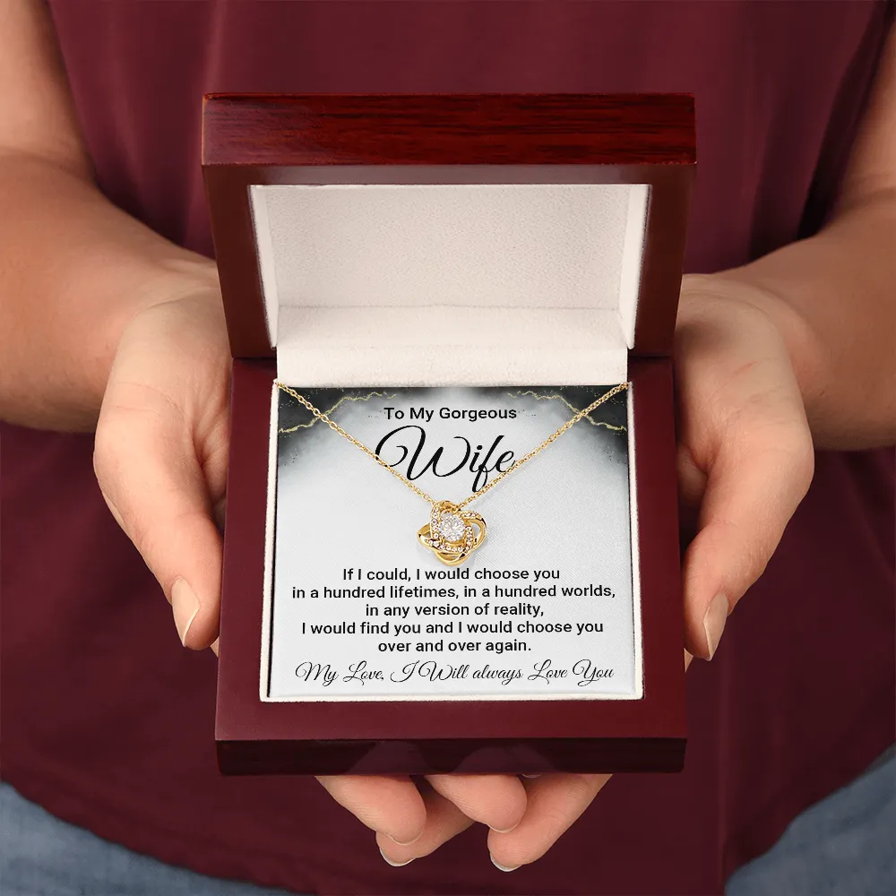 To My Gorgeous Wife Necklace with Loving Message Card