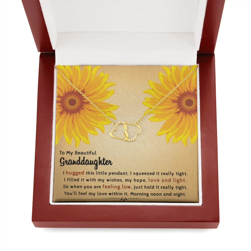 To My Granddaughter - Filled With Love | Authentic Diamonds and Solid 10K Gold Necklace | Free Mahogany Box