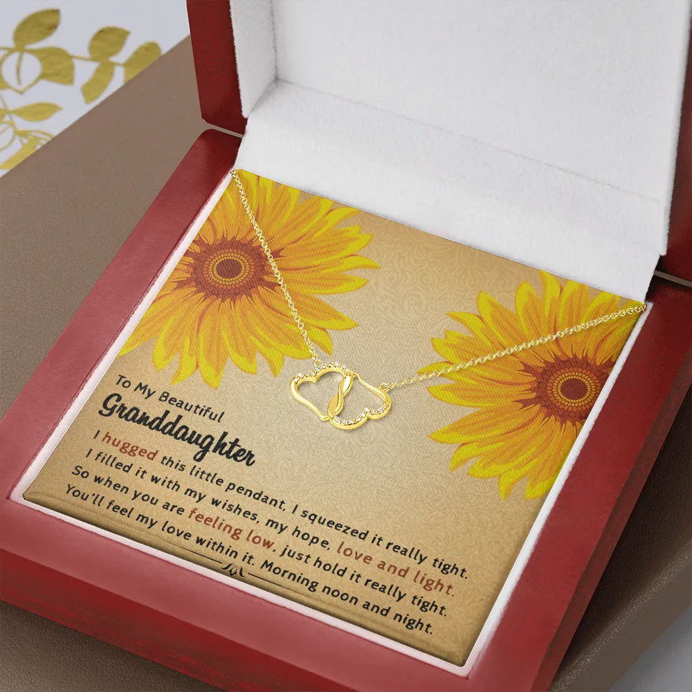 To My Granddaughter - Filled With Love | Authentic Diamonds and Solid 10K Gold Necklace | Free Mahogany Box