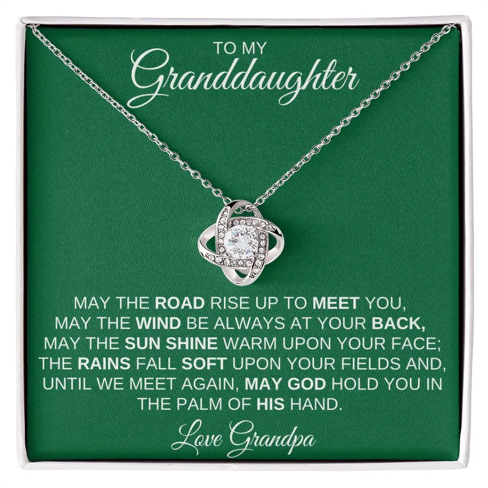 To My Granddaughter from Grandpa | Irish Blessing - Love Knot Necklace