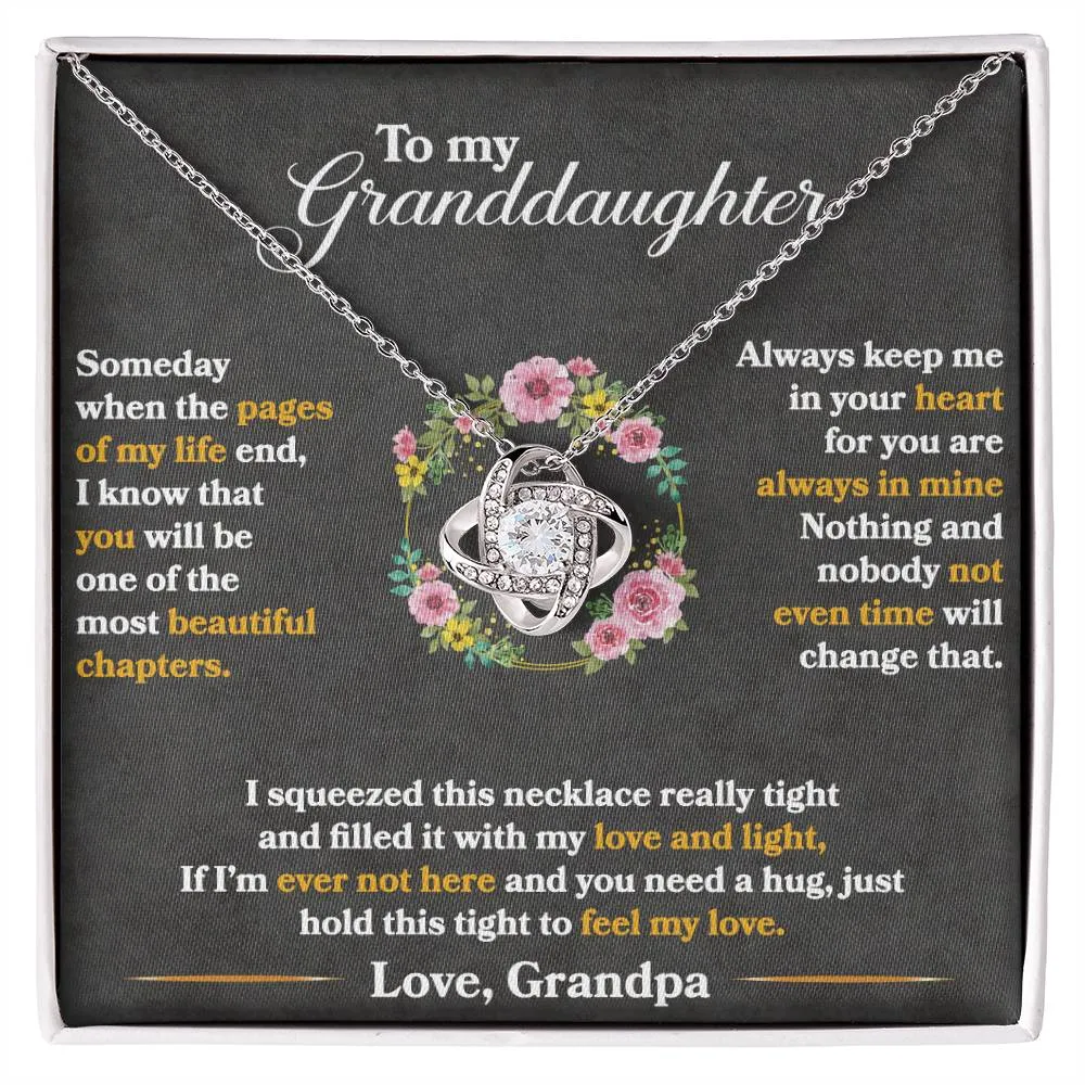 To My Granddaughter, Hold This Tight To Feel My Love - Love knot Necklace