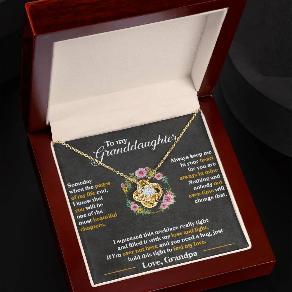 To My Granddaughter, Hold This Tight To Feel My Love - Love knot Necklace