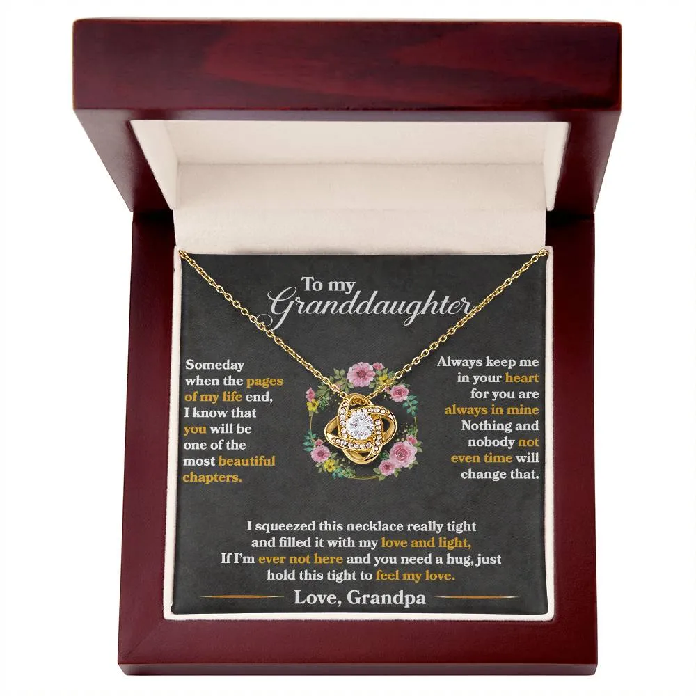 To My Granddaughter, Hold This Tight To Feel My Love - Love knot Necklace
