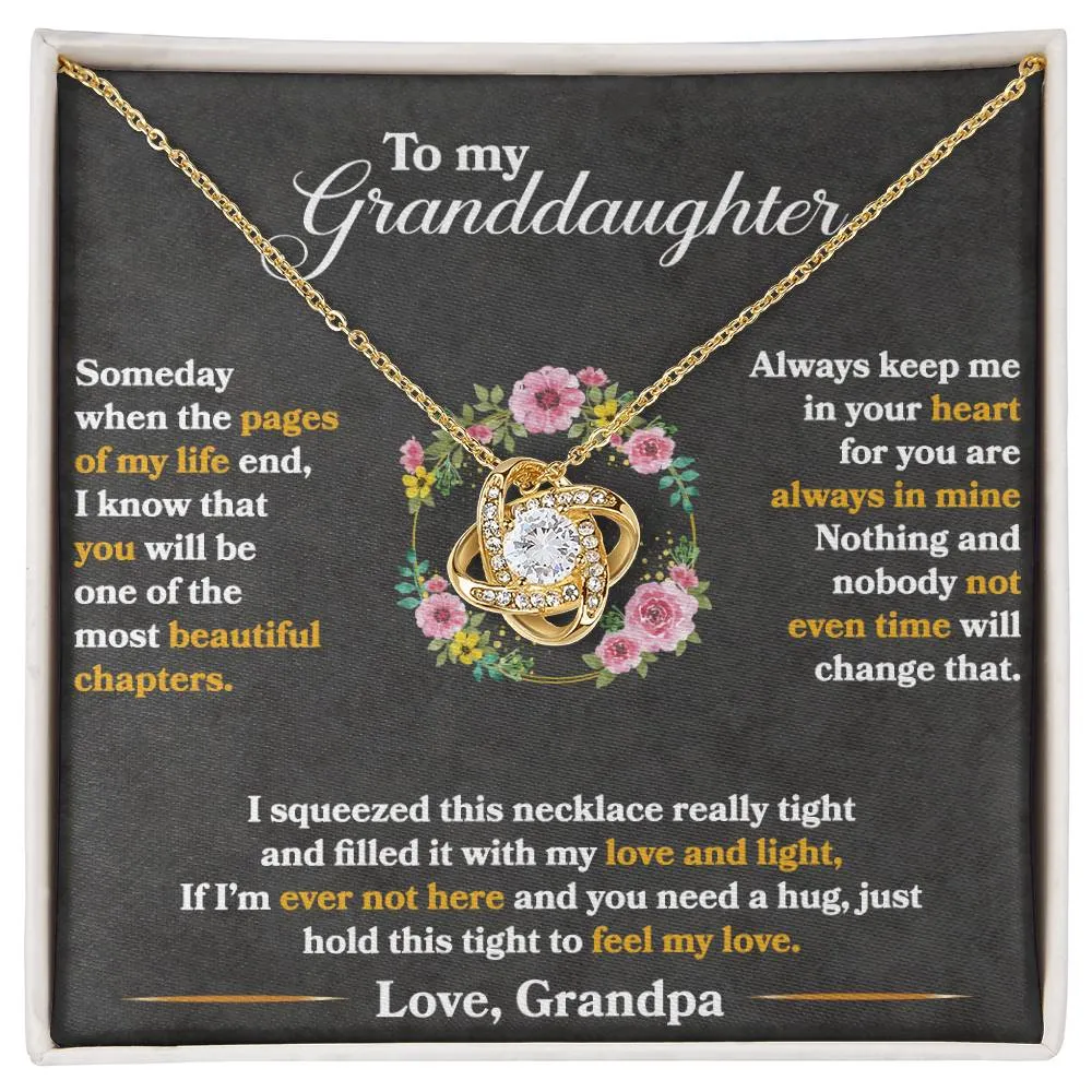 To My Granddaughter, Hold This Tight To Feel My Love - Love knot Necklace