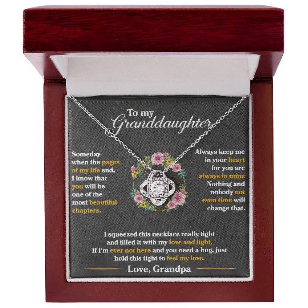 To My Granddaughter, Hold This Tight To Feel My Love - Love knot Necklace