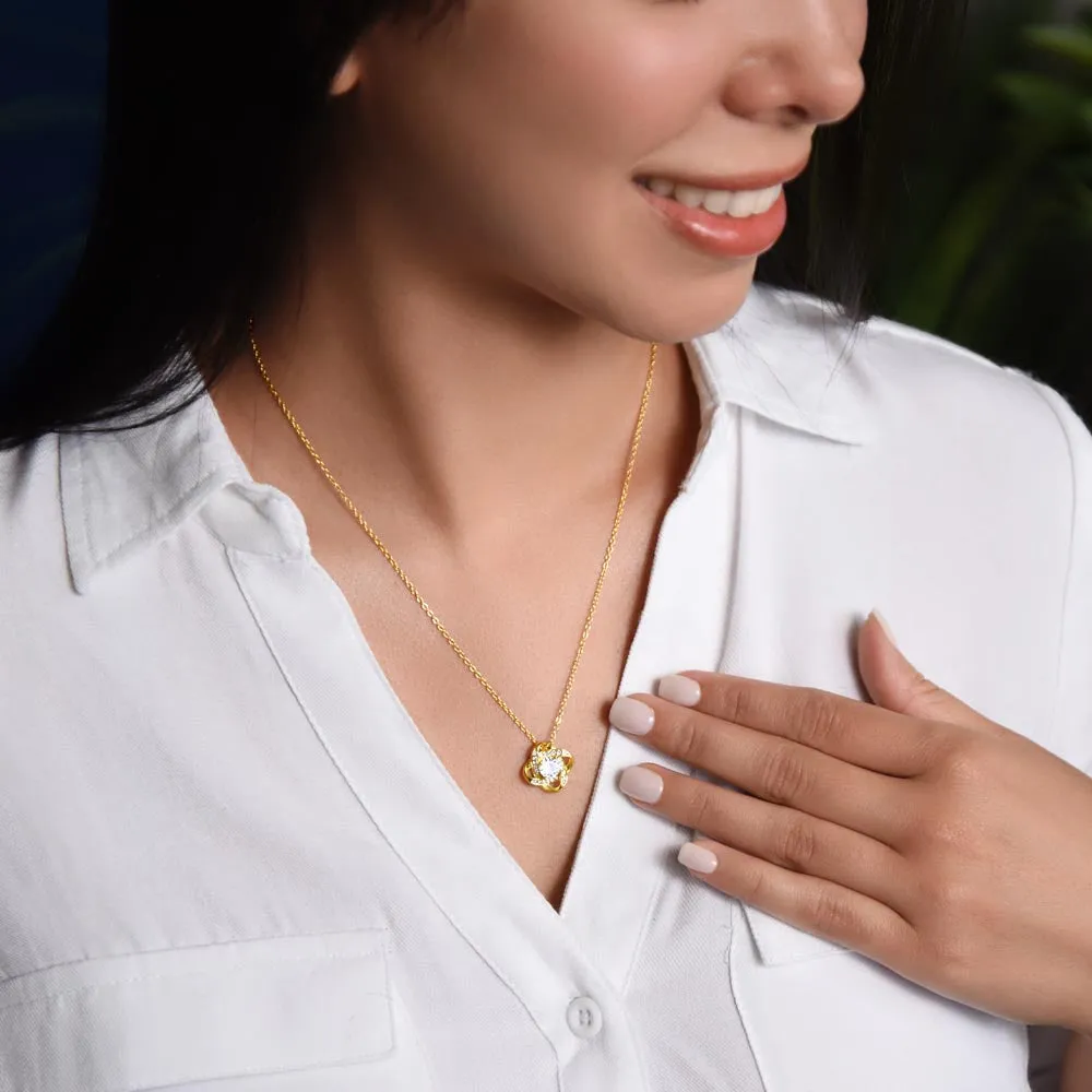 To My Granddaughter - Love & Growth, Beautiful Stainless Steel and Gold Love Knot Necklace