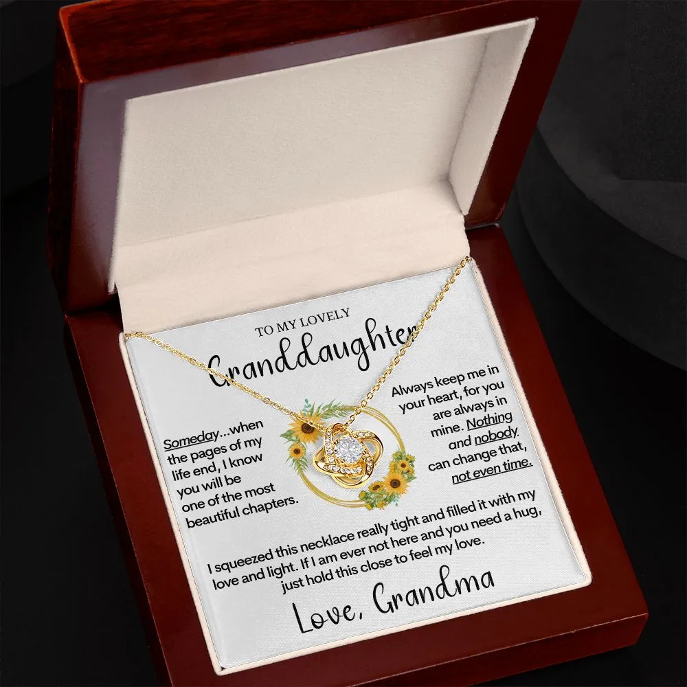 To My Granddaughter (Love, Grandma) | 14k White Gold and Stainless Steel Necklace