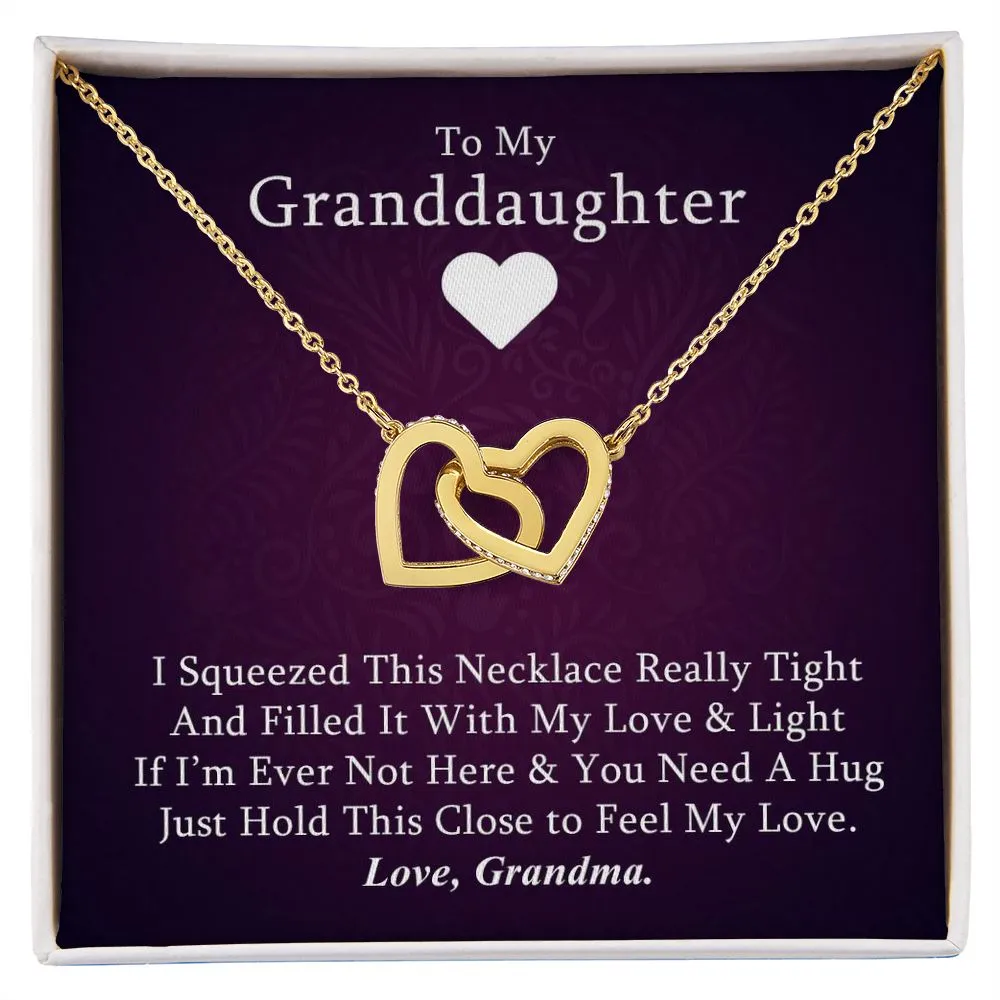 To My Granddaughter (Love, Grandma) - Beautiful Connected Hearts Granddaughter Necklace