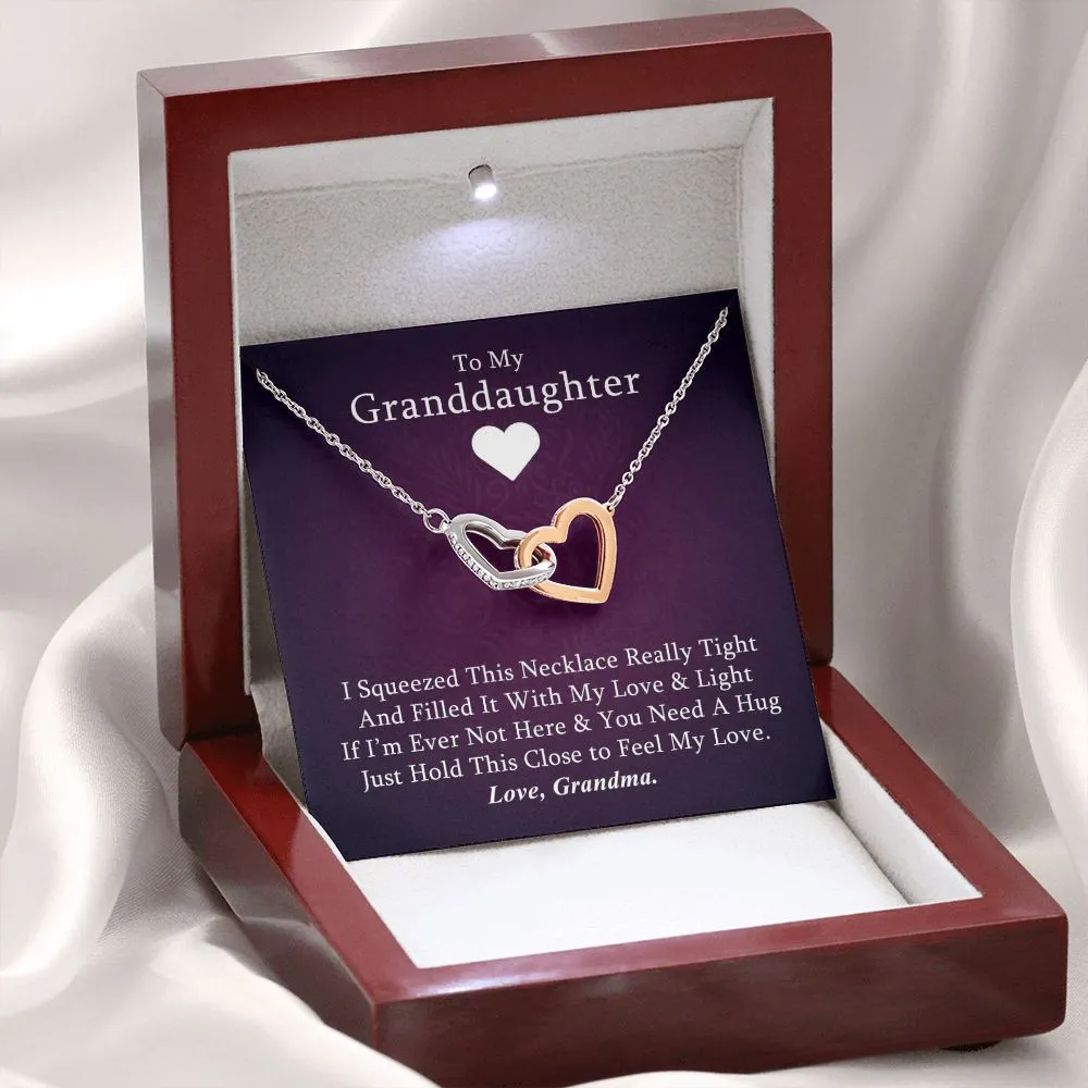 To My Granddaughter (Love, Grandma) - Beautiful Connected Hearts Granddaughter Necklace