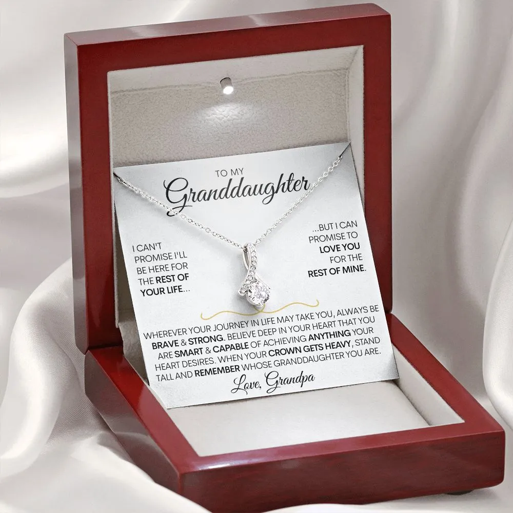 To My Granddaughter (Love, Grandpa), Beautiful 14k White Gold Necklace, Promise to Love You