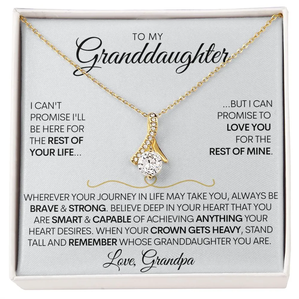 To My Granddaughter (Love, Grandpa), Beautiful 14k White Gold Necklace, Promise to Love You