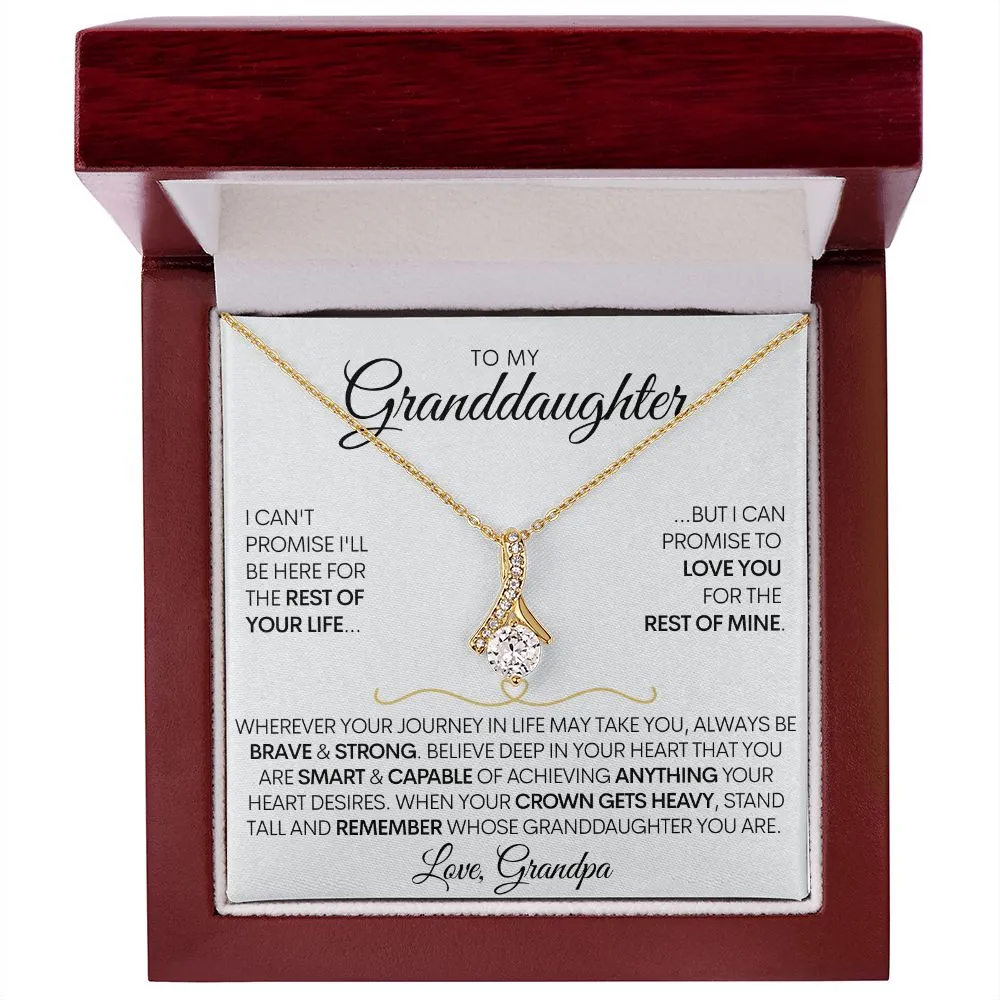 To My Granddaughter (Love, Grandpa), Beautiful 14k White Gold Necklace, Promise to Love You