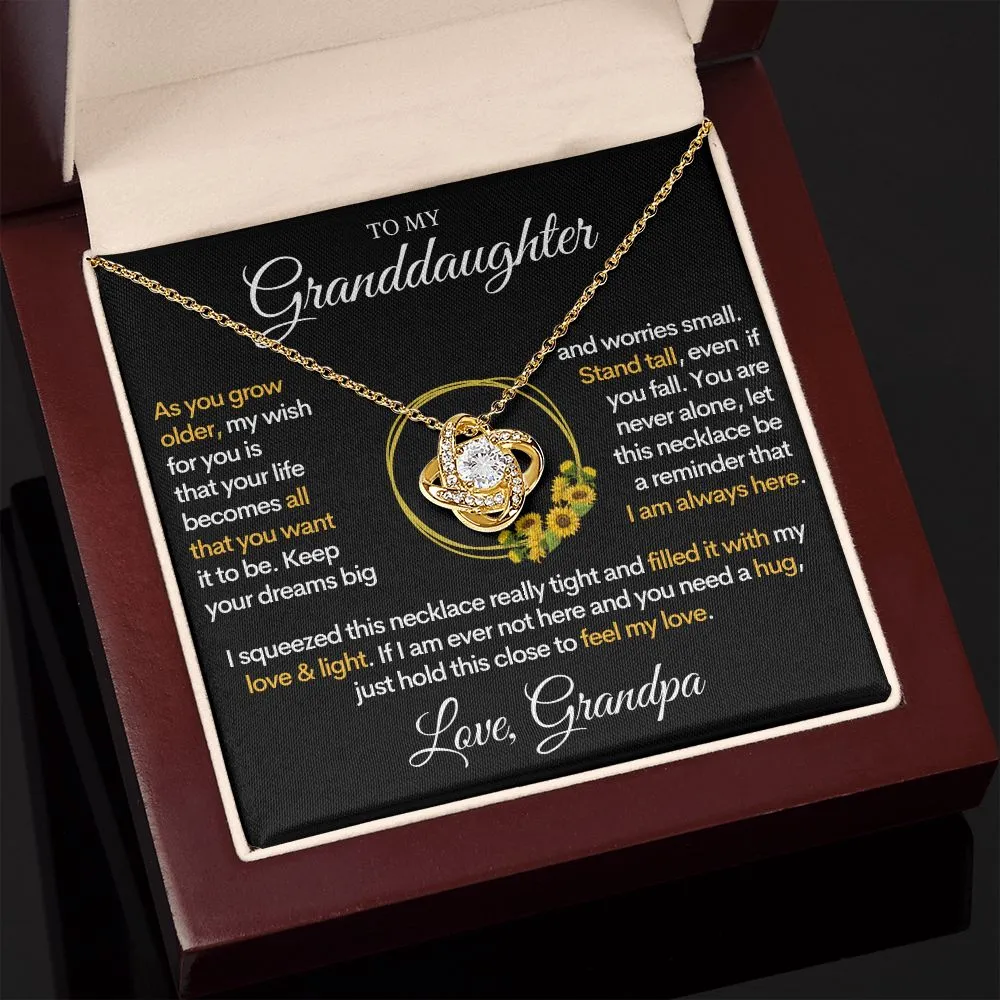 To My Granddaughter (Love, Grandpa) - I Am Always Here | Gold and Stainless Steel Grand Daughter Necklace
