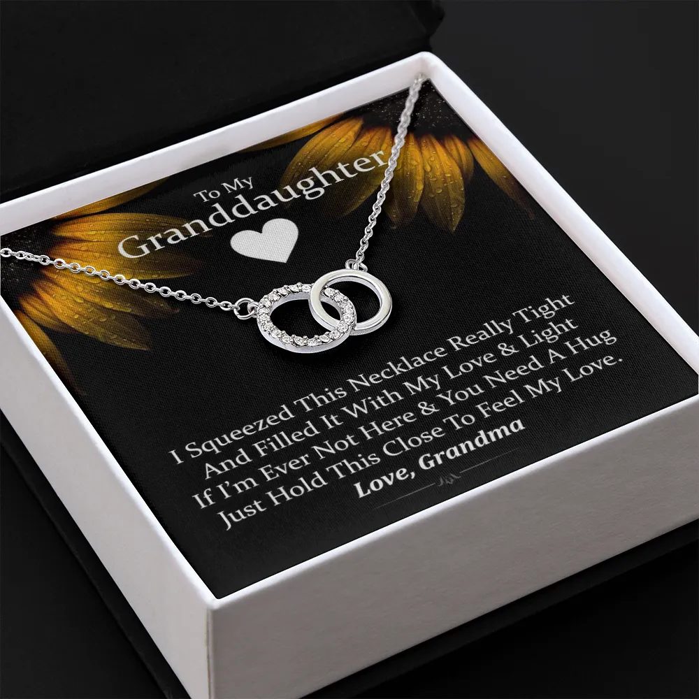 To My Granddaughter - Squeezed This Necklace (Sunflower) | Beautiful 14k White Gold Locked Circles Necklace