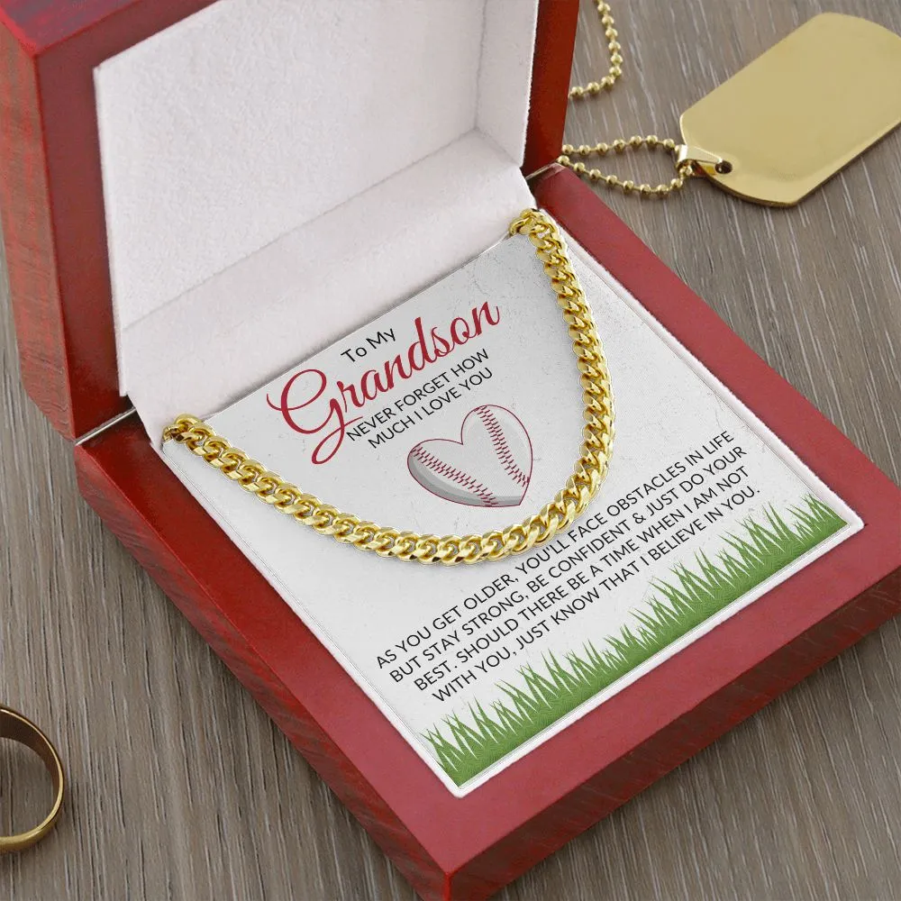 To My Grandson | I Believe in You | Chain Link Necklace