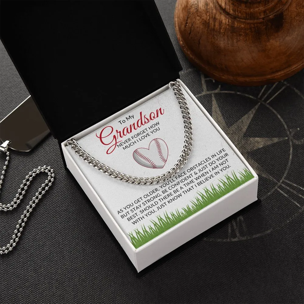 To My Grandson | I Believe in You | Chain Link Necklace