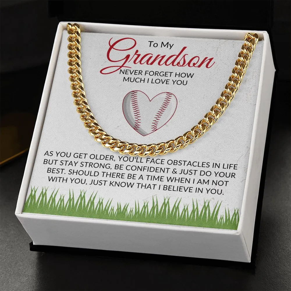 To My Grandson | I Believe in You | Chain Link Necklace