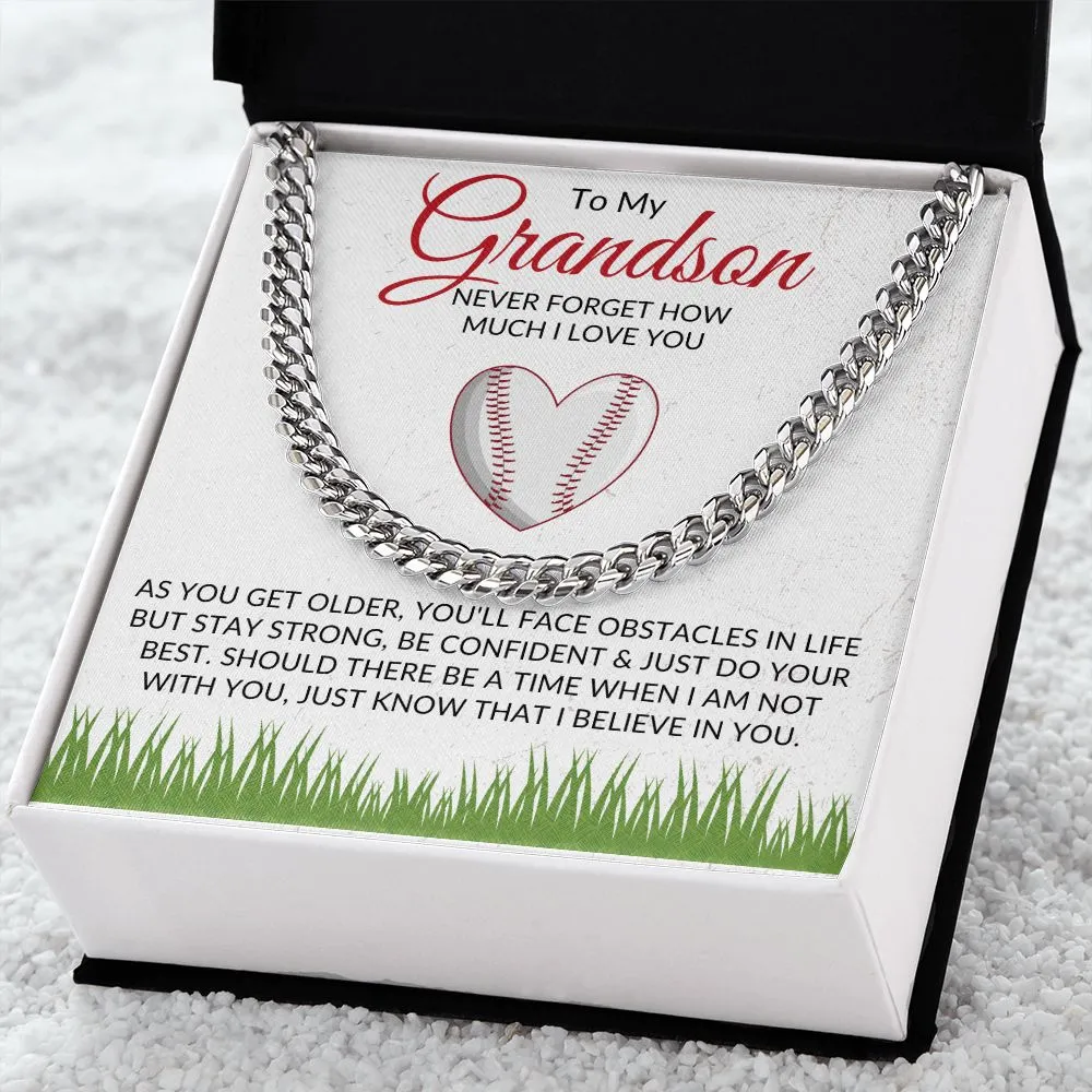 To My Grandson | I Believe in You | Chain Link Necklace