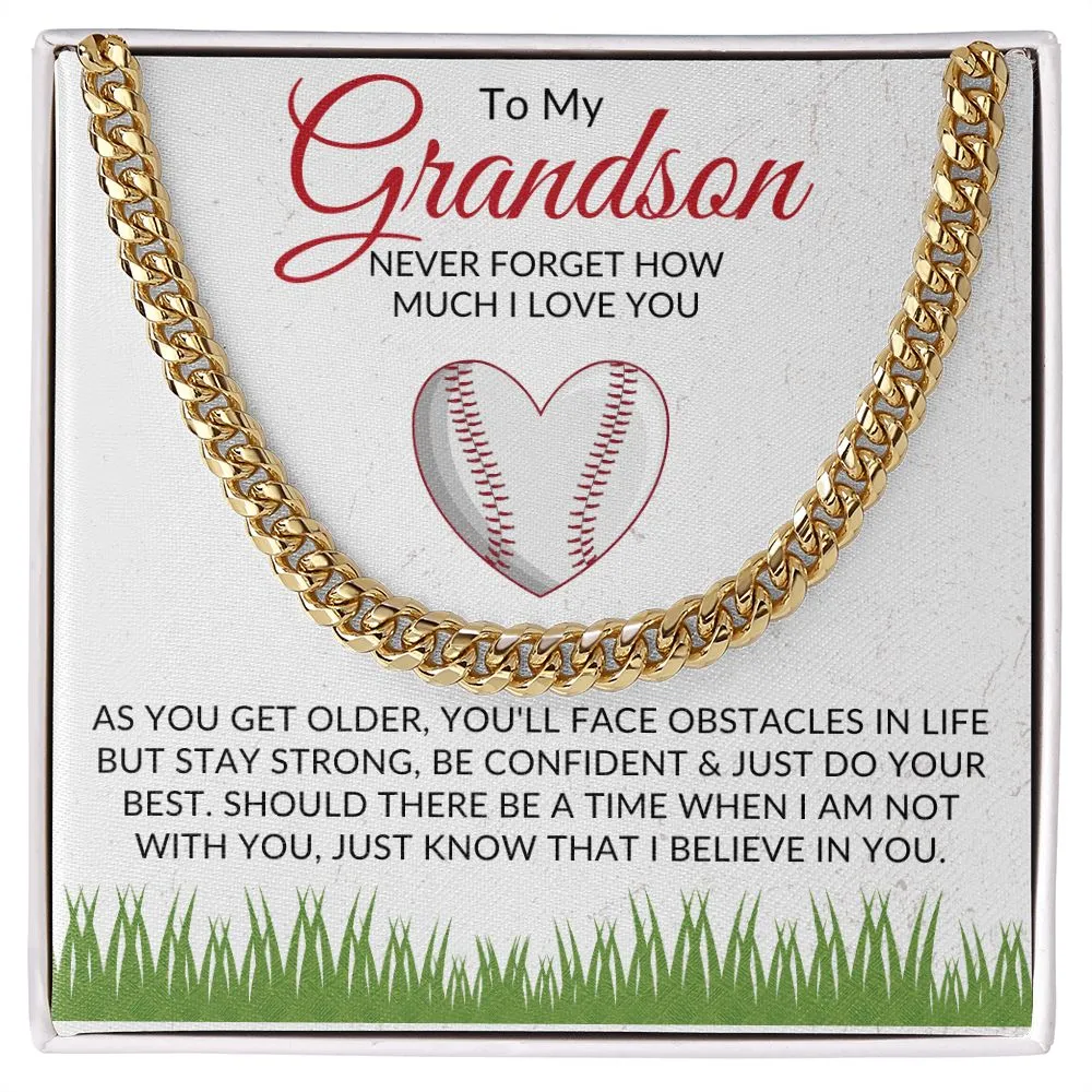 To My Grandson | I Believe in You | Chain Link Necklace