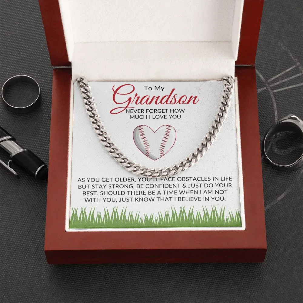 To My Grandson | I Believe in You | Chain Link Necklace