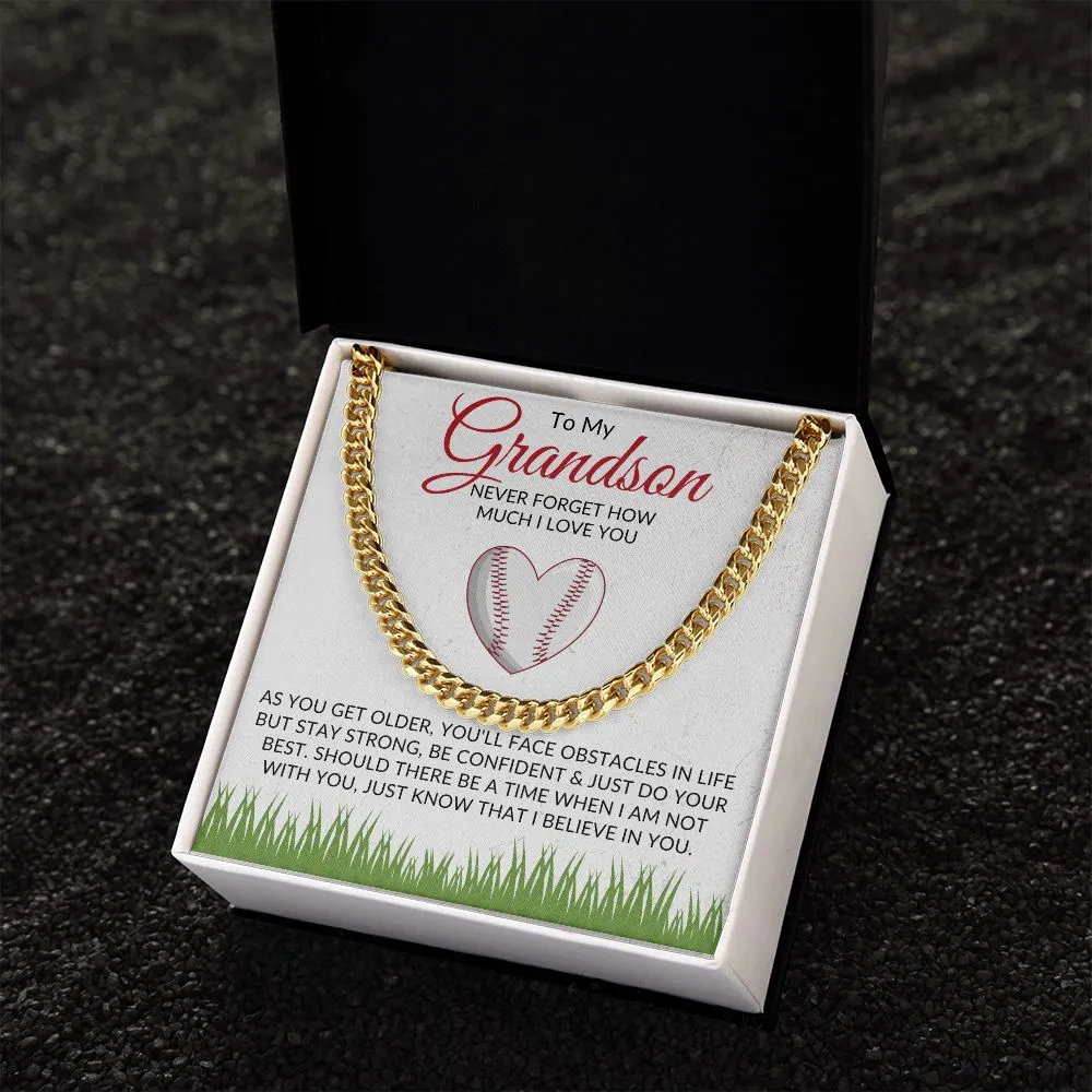 To My Grandson | I Believe in You | Chain Link Necklace