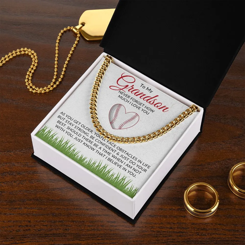To My Grandson | I Believe in You | Chain Link Necklace