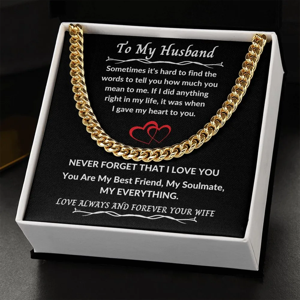 To My Husband Sometimes It's hard To Find The Words Red Hearts