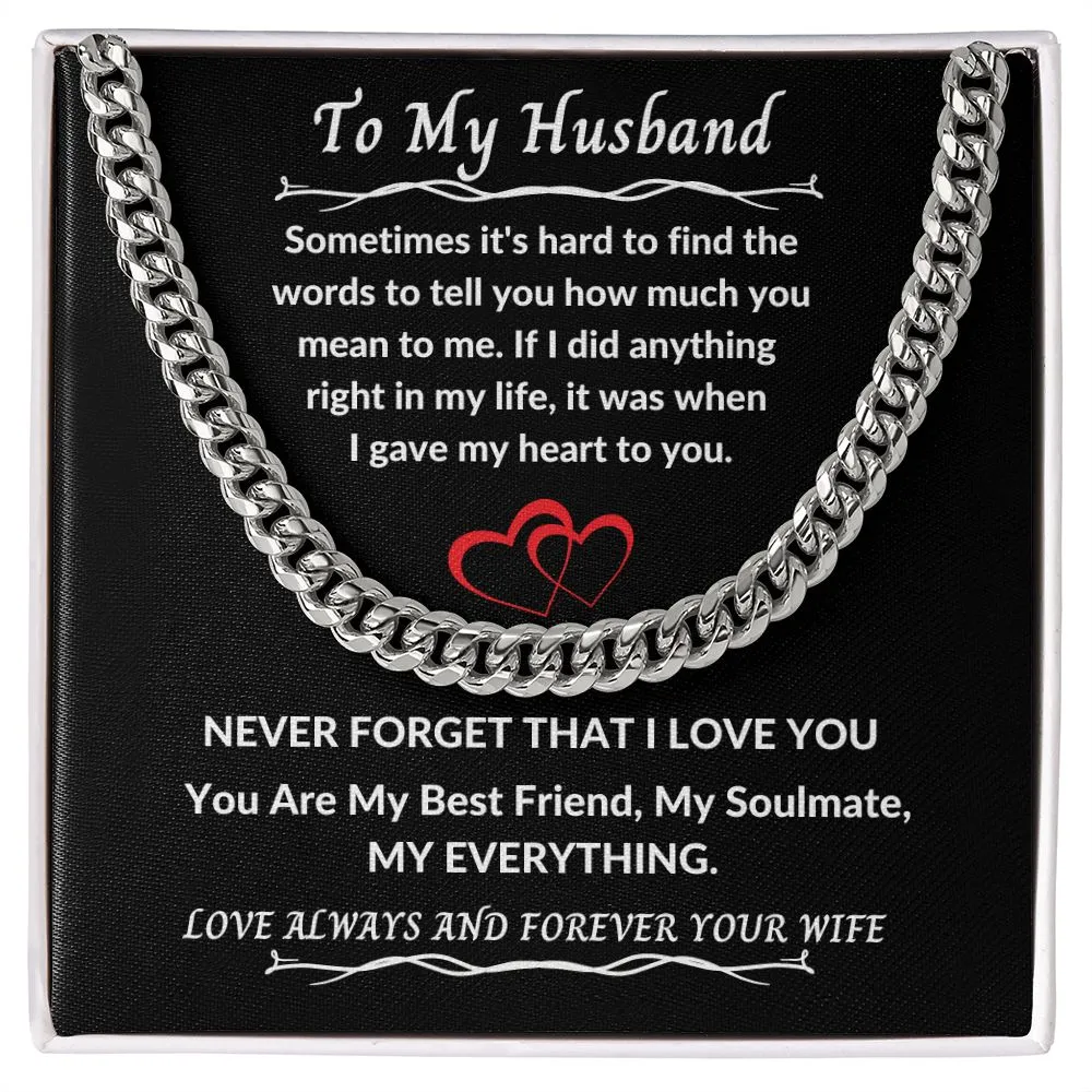 To My Husband Sometimes It's hard To Find The Words Red Hearts