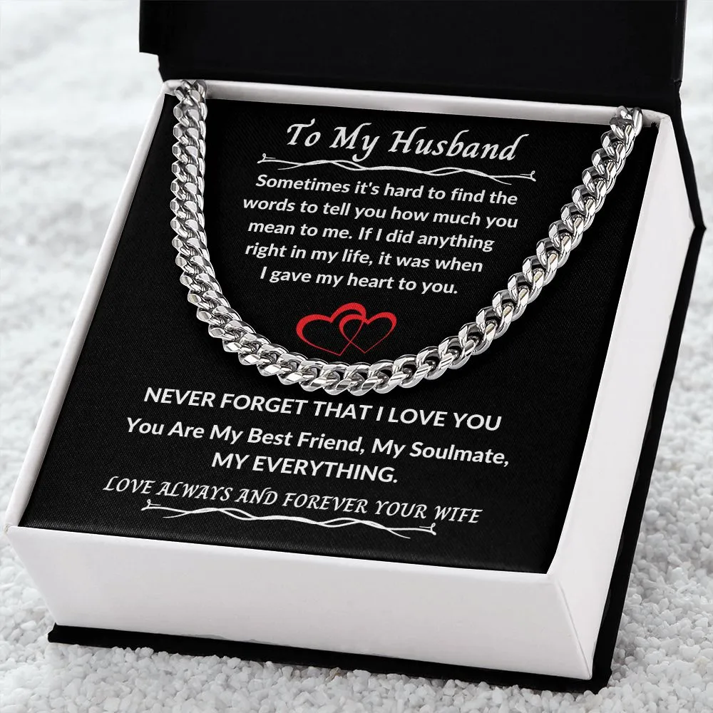 To My Husband Sometimes It's hard To Find The Words Red Hearts