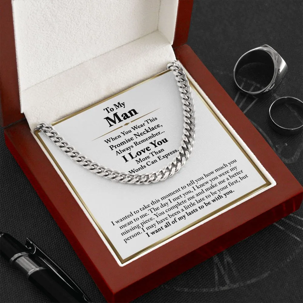 To My Man Cuban Chain Necklace, Romantic Birthday Gifts for Him Anniversary Gifts for Boyfriend