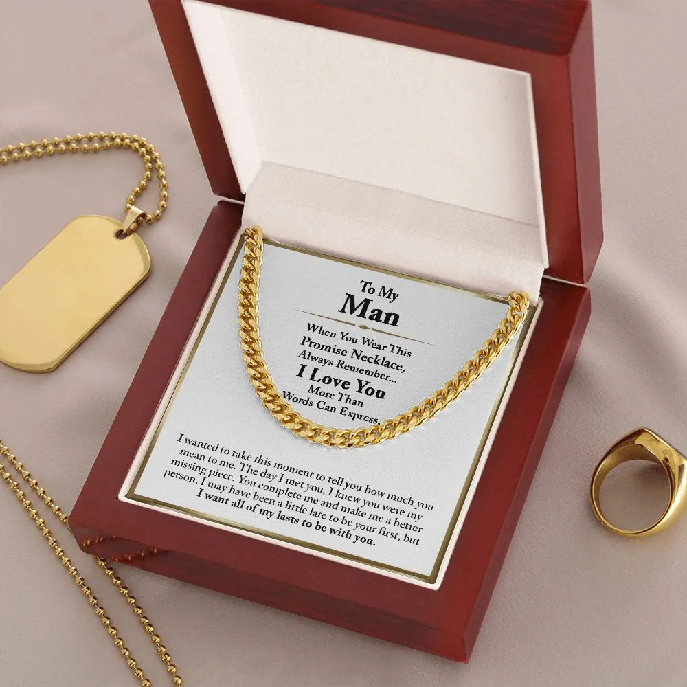 To My Man Cuban Chain Necklace, Romantic Birthday Gifts for Him Anniversary Gifts for Boyfriend