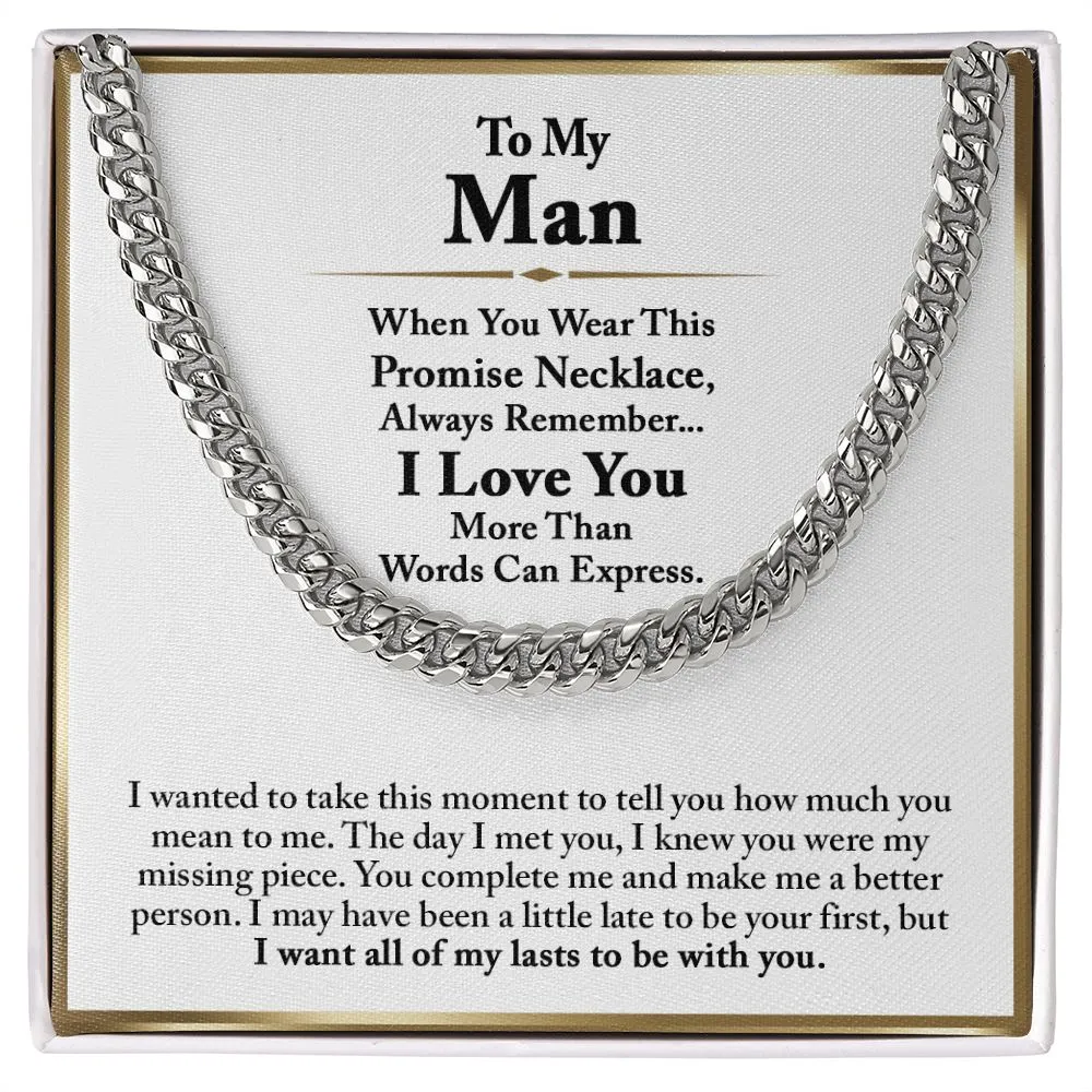 To My Man Cuban Chain Necklace, Romantic Birthday Gifts for Him Anniversary Gifts for Boyfriend