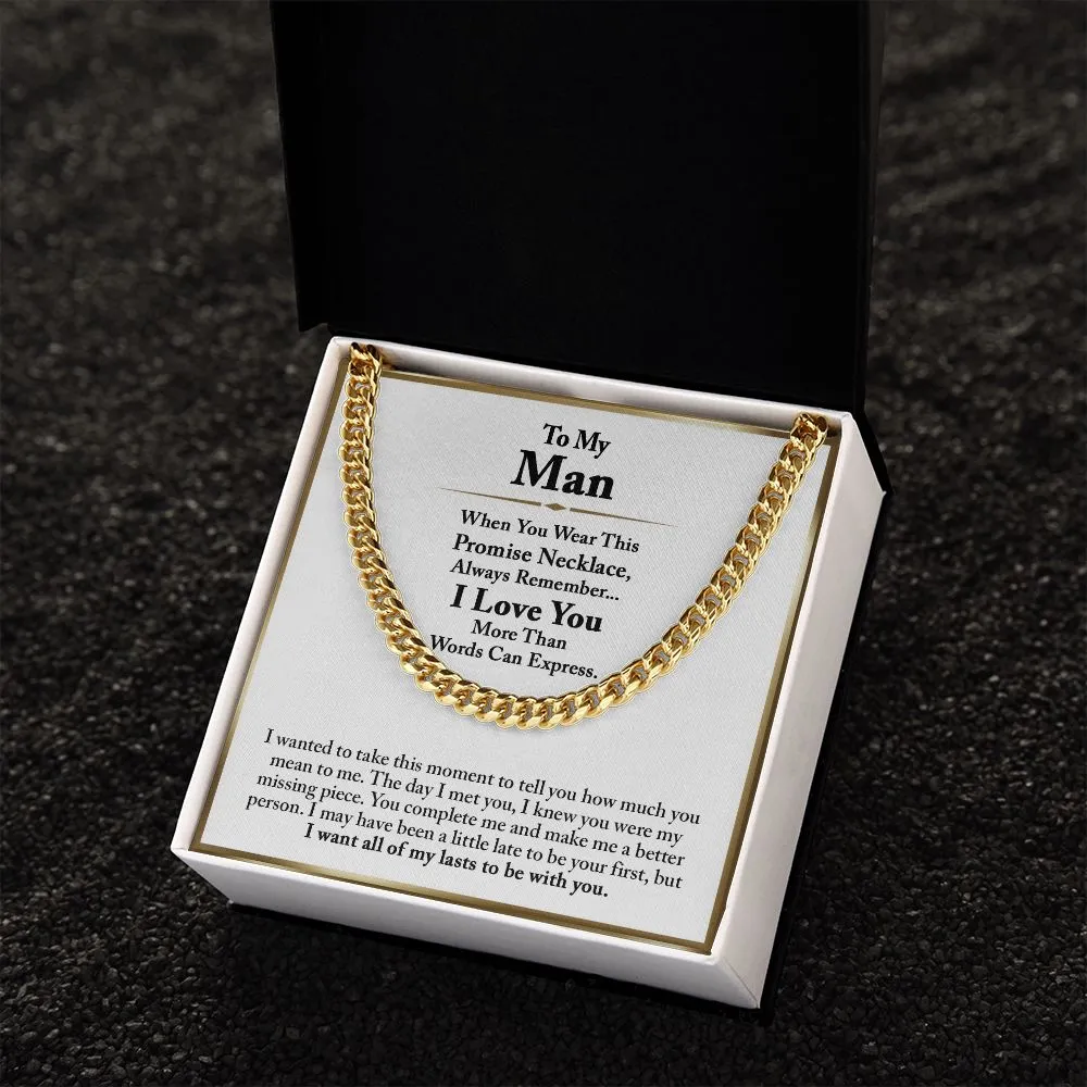 To My Man Cuban Chain Necklace, Romantic Birthday Gifts for Him Anniversary Gifts for Boyfriend