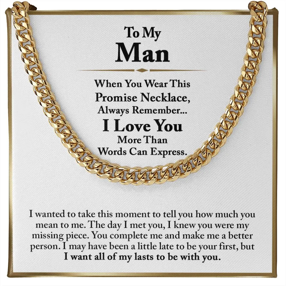 To My Man Cuban Chain Necklace, Romantic Birthday Gifts for Him Anniversary Gifts for Boyfriend