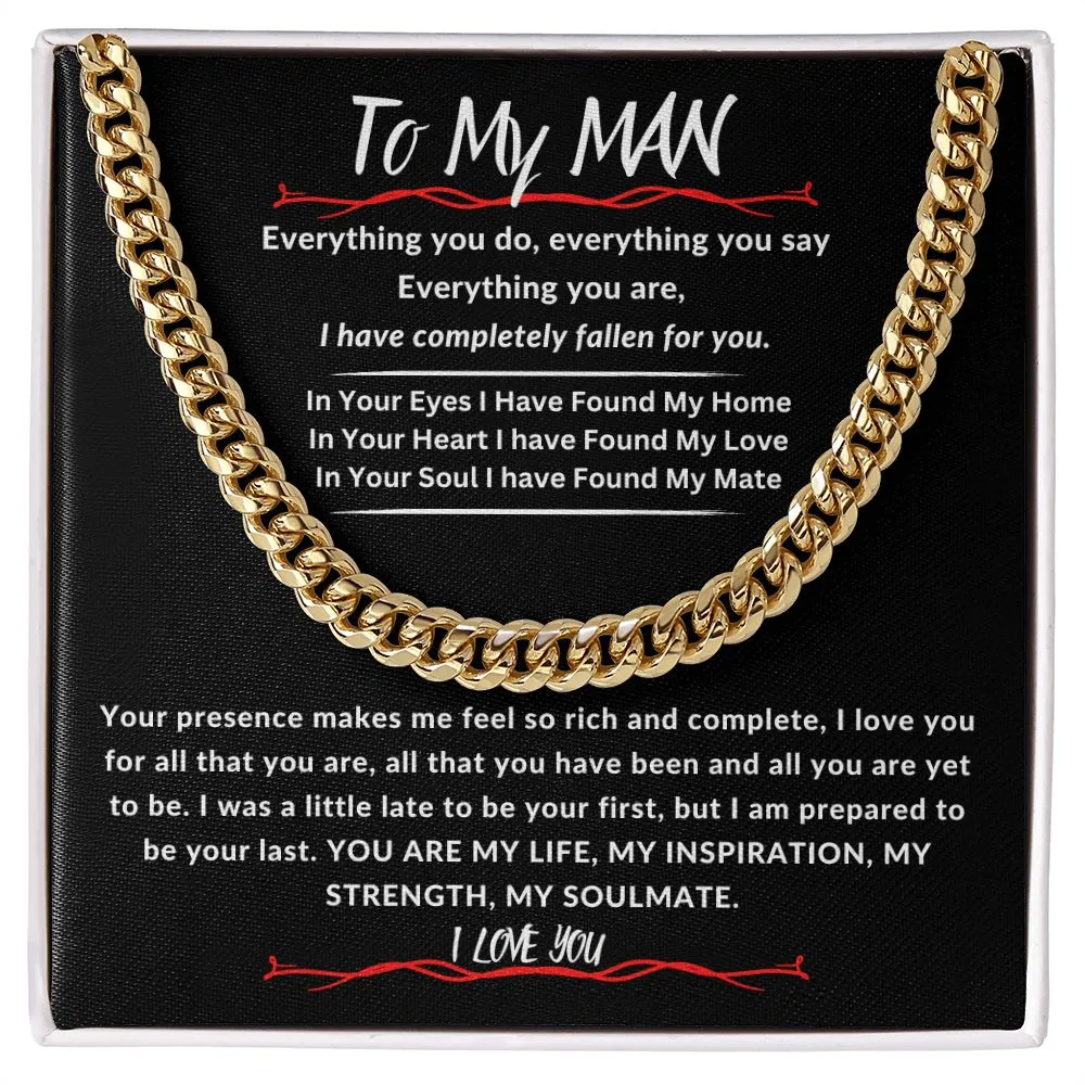 To My Man Cuban Link Chain Gift For Husband, Boyfriend, Partner